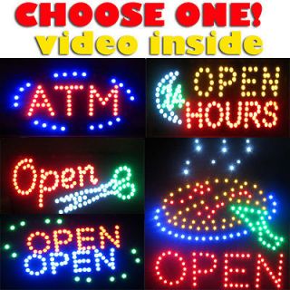 LED OPEN SIGN ATM/ Scissors for Barber/PIZZA/2​4 hours/SUSHI/CA​KE 