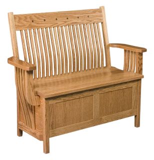 Amish Oak Bench Wooden Wood Entry Benches Storage Seat