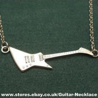 Large silver Gibson Explorer miniature guitar necklace