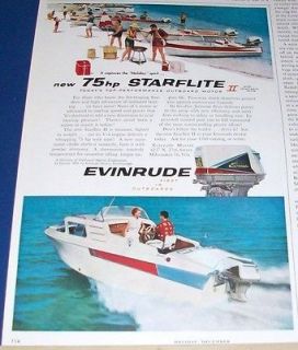 1959 Evinrude 75 hp Starflite outboard motor boating Ad