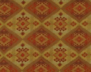 Southwest Upholstery Fabric / Aztec Fabric / Rust Red and Brown 