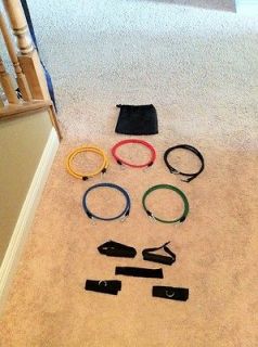 11 PIECE SET OF 5 RESISTANCE BANDS for ABS YOGA P90X FITNESS EXERCISE 