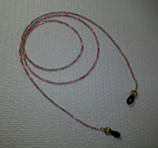   Soft Pink Tubes *Fancy* Beaded Eyeglass Lanyard Holder Leash Chain
