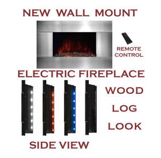   Mounted Modern Electric Fireplace Heater LED Side Light and Remote