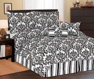 5Pcs Twin XL Extra Long Beverly Comforter Set Black