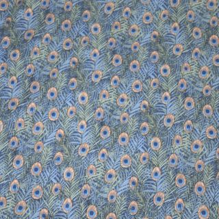   Peacock Feathers Print Cotton Lawn Designer Dress Fabric   per metre