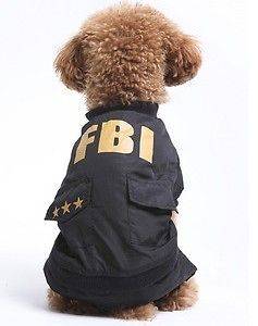   Black Dog Puppy Pet Apparel Clothing Outwear Winter Coat FBI letter