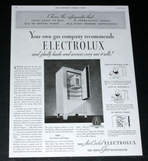 1934 OLD MAGAZINE PRINT AD, NEW SERVEL ELECTROLUX AIR COOLED GAS 