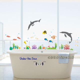 Large Under the Sea Dolphins & Fish Bathroom Tile Wall Stickers Kids 