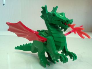 LEGO Early Classic GREEN Fire Breathing DRAGON 4 castle sets W/ wings 