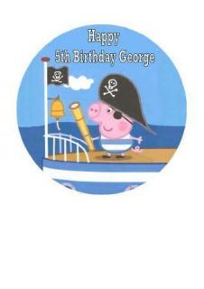 Pirate Pig Birthday Edible Personalised Cake Topper & FREEPOST(UK)