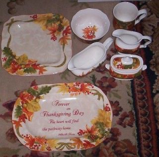 222 Fifth Autumn Celebration Thanksgiving Platter Gravy Sg Cr S/17