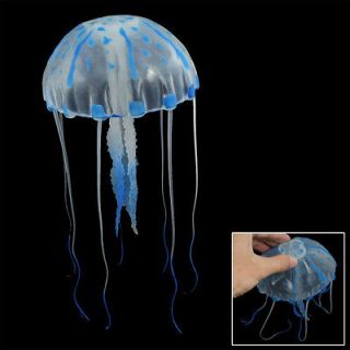Fish Tank Aquascaping Clear White Blue Manmade Silicone Jellyfish 