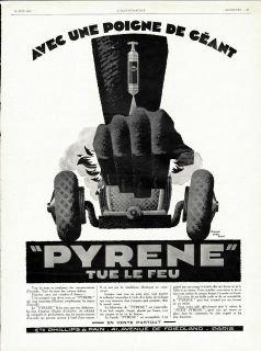 1929  PYRENE Fire Extinguisher for Cars  French Ad