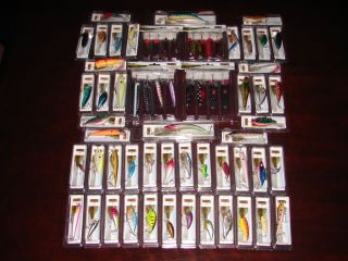   64 New in the Box Bass Trout Musky Fishing Crankbait and Spoon Lures