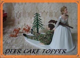 HUMOROUS WEDDING BUCK DOE DEER CAMO HUNTER HUNTING CAKE TOPPER