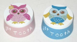 First 1st Tooth Pink or Blue Owl Boy or Girl New in Box