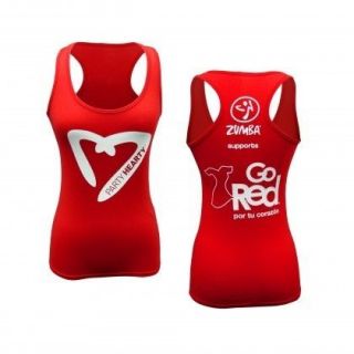 NWT NEW Zumba Fitness Party Hearty Go Red Health Racerback Tank XS S 