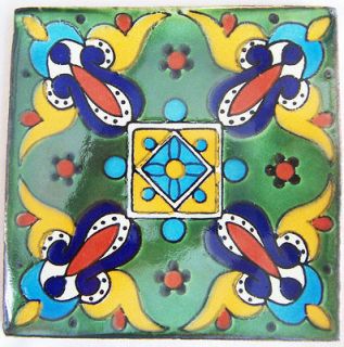 90 Ceramic Talavera Tiles Handpainted Mexican Tile C263