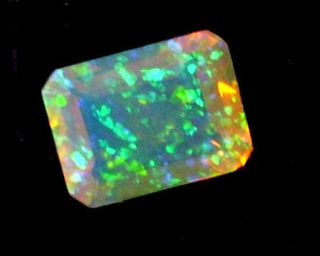 Ethiopian Welo Opal 1.00ct Rainbow Pinfire Pattern 8x6mm Emerald Cut