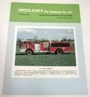 Middlesex Fire Equip c. 1970s Fire Truck Brochure