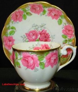   China Lady Alexander Rose Teacup Heavy gilt trimmed tea cup and saucer