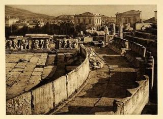 1928 Dionysus Theatre Seats Athens Greece Greek Ruins   ORIGINAL 