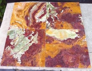   in. x 18 in. Multi RED GREEN Onyx Solid Polished Finish Flooring Tile