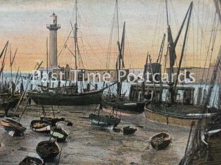   Margate, The Harbour at Low Tide   showing fishing trawlers and boats