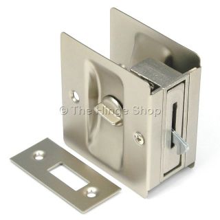   Satin Nickel POCKET SLIDING DOOR PRIVACY LOCK handle pull w/ hardware
