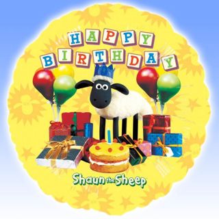 18 Yellow SHAUN the SHEEP Happy Birthday Round Foil Balloon