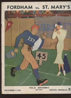 1935 NCAA Football Program Fordham vs. St. Marys Ed Franco 