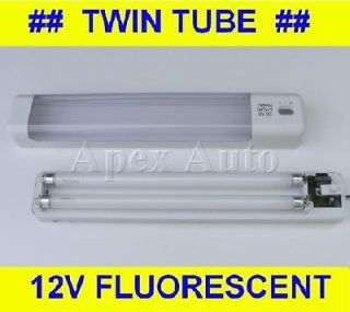 TWIN TUBE 12V Volt Fluorescent Strip Interior Roof Light Lighting Van 
