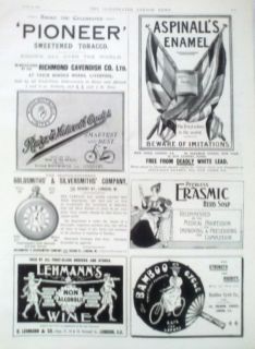 1897 ADVERT LEHMANNS WINE BAMBOO CYCLE RUDGE WHITWORTH