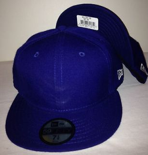   59Fifty Plain Blank Cap Hat Navy Blue Wool Customizable Flat Bill NWT
