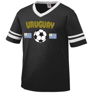 Uruguay Country Flag International Soccer Football V Neck Ringer T 