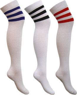New Womens Over The Knee Socks Ladies Referee Sports Striped Girls 