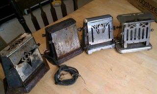 BOXLOT of 4 orig. ANTIQUE ELECTRIC TOASTERS, some w mica inserts
