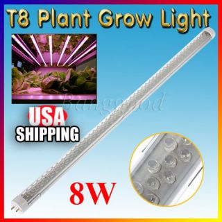 T8 138 LED Red+Blue Plant Grow Light Tube Lamp Hydroponic Growing 8W 