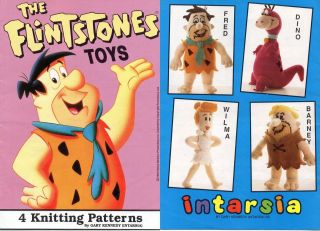 Knitting Pattern 4 Flintstone Toys * Fred, Wilma, Barney & Dino