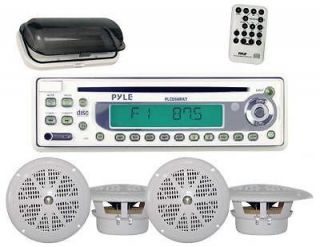 PYLE PLCD6MRKT Marine/Boat Stereo Radio CD Player Receiver+4 Speakers 