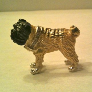 Pin Limoge Dog Lhasa Apso Sheepdog Enamel with Rhinestones Jewelry or 