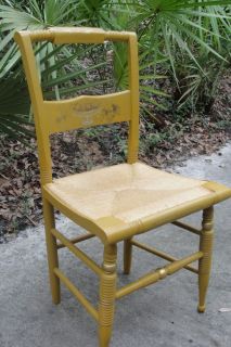 Vintage Hitchcock Style Rush Seat Fruit Stencil Design Side Chair