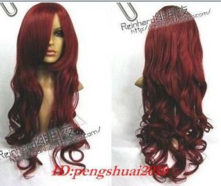 New Fashion heat resistance Long Copper Red Curly Cosplay Ladys Hair 