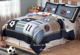   8pc Full (double) QUILT SHEETS SET   BOYS TEEN SPORTS FOOTBALL BEDDING