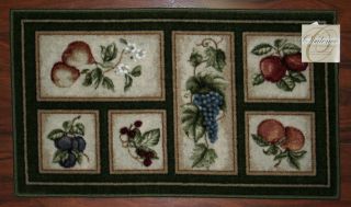 2X3 Kitchen Rug Mat Green Washable Mats Rugs Fruit Grapes Pears Apples 
