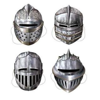 Medieval Party 4 Thin Card Suit Of Armour Face Masks