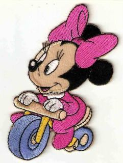 Baby Minnie Mouse riding bike tricycle Iron On Patch