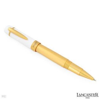 Lancaster White & Gold Tone Roller Ball Pen 5.25 inch