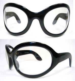   GOTH INDUSTRIAL Bono BUGEYE Bug Eye WRAP Sunglasses Black Clear Lens
